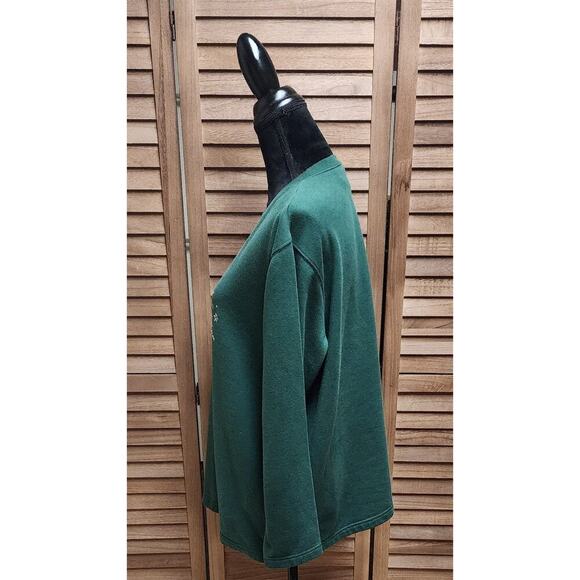 Basic Editions Holiday Snowman Women's Size Large L Ugly Christmas Green Sweater - Picture 5 of 7